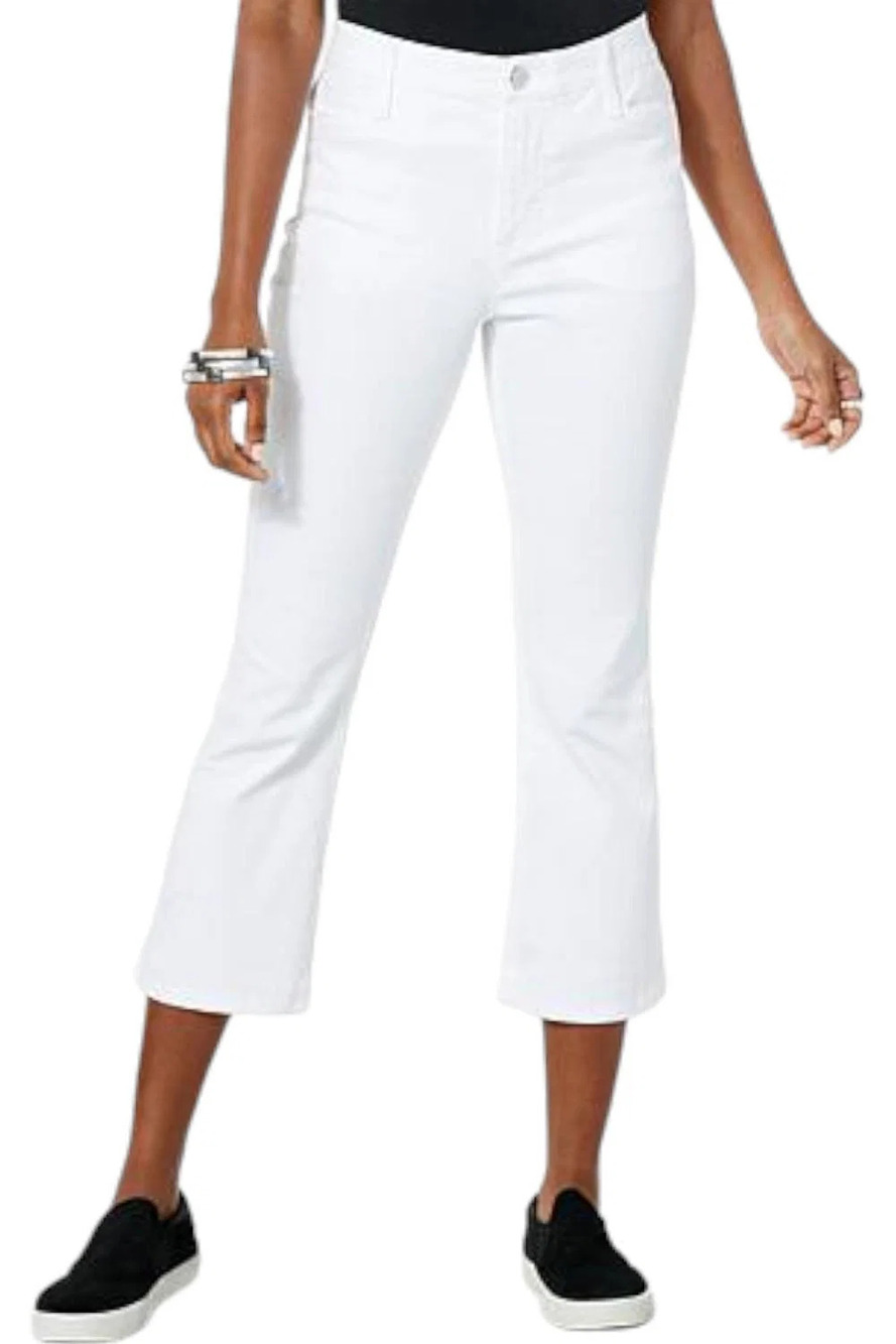 WynneDenim Performance Stretch Kick Flare Crop Jean White - Regular